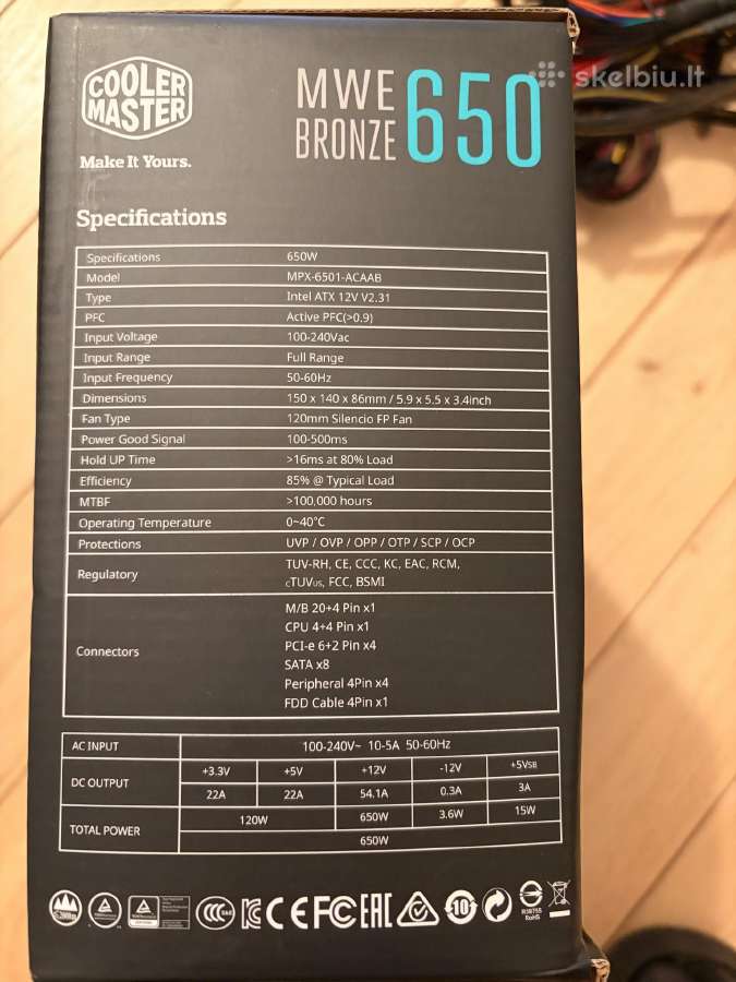 Maitinimo šaltinis Coolermaster Mwe 650 Bronze - nuotraukos Nr. 2