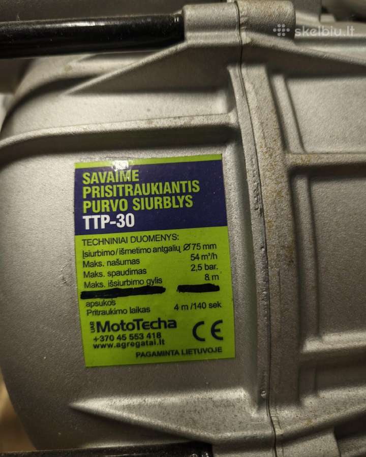 Purvo siurblys Mototecha Ttp-30, 4 kw, 380 V - nuotraukos Nr. 5