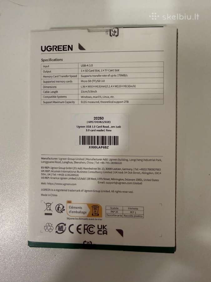 Ugreen Sd kortelių skaitytuvas - nuotraukos Nr. 4