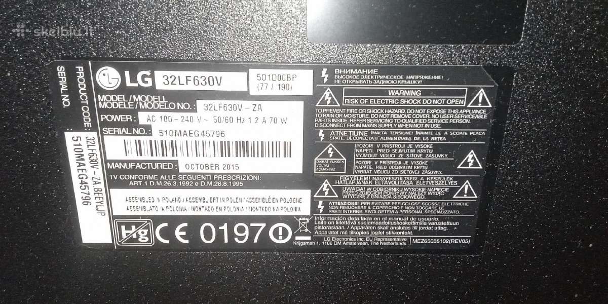 Televizorius LG 32lf630v, neveikiantis - nuotraukos Nr. 3