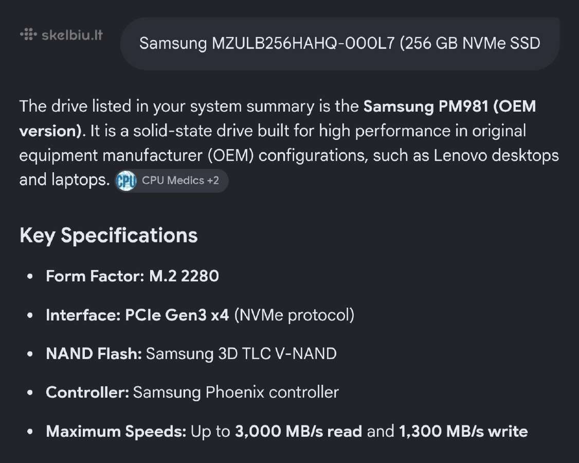 Lenovo v520s i5 7400_ddr4 8 gb_ssd 240 GB - nuotraukos Nr. 5
