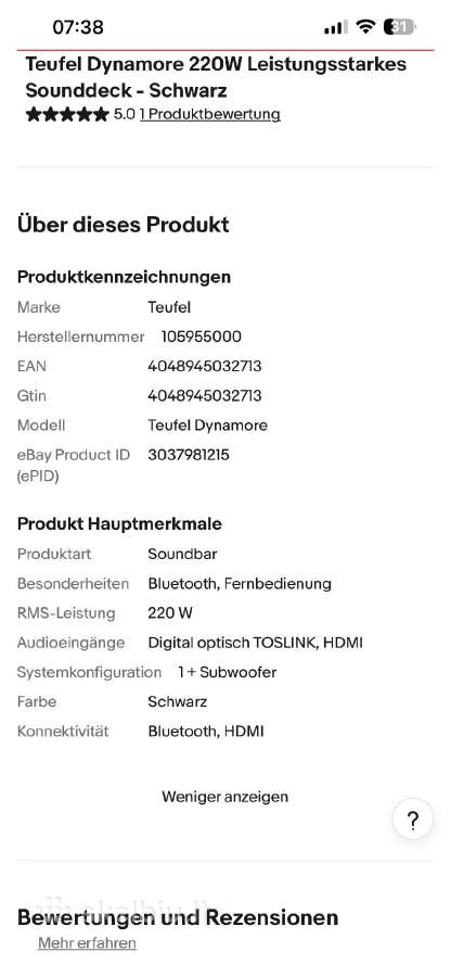 Teufel Dynamore 220w - nuotraukos Nr. 9