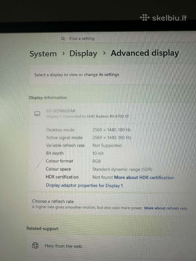 LG Ultragear 27gs85q-b – 27, 2k, 180 Hz - nuotraukos Nr. 6