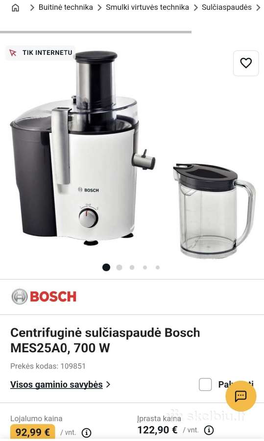 Centrifuginė sulčiaspaudė Bosch Mes25a0, 700 W - nuotraukos Nr. 4