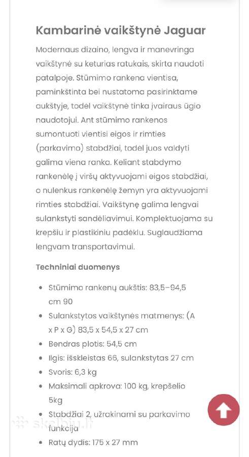 Parduodama kambarinė vaikštynė Jaguar - nuotraukos Nr. 8