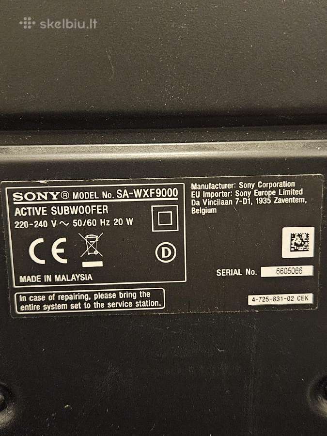 Namų kino kolonėlės Sony sa-wxf9000 - nuotraukos Nr. 3