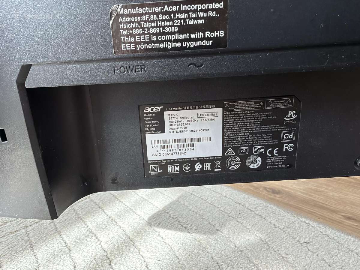 Acer B277k 4k 60 Hz - nuotraukos Nr. 3