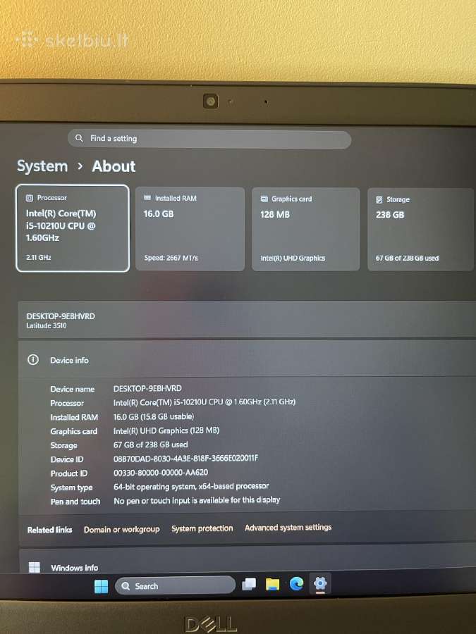 Dell Latitude / i5-10210u / 16gb RAM / 256gb Nvme - nuotraukos Nr. 2