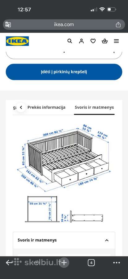 Ikea lova su čiužiniu - nuotraukos Nr. 3