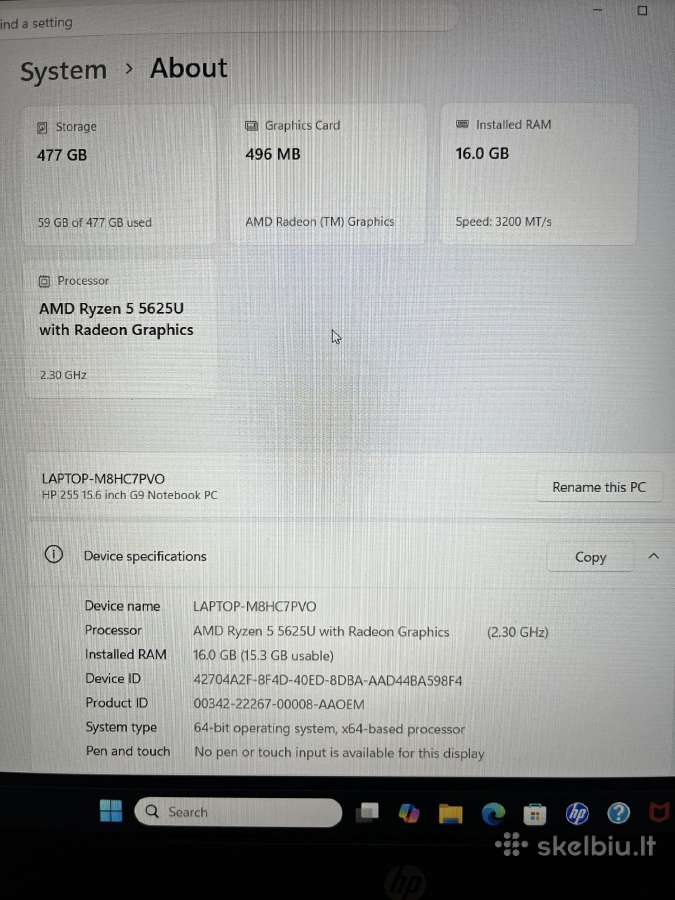 Hp 255 G9 Notebook nesiojamas kompiuteris - nuotraukos Nr. 8