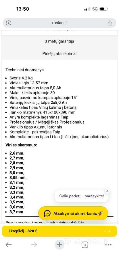 Viniakalis betonui Dewalt Dcn890p2,18 V,2x5,0 Ah - nuotraukos Nr. 2