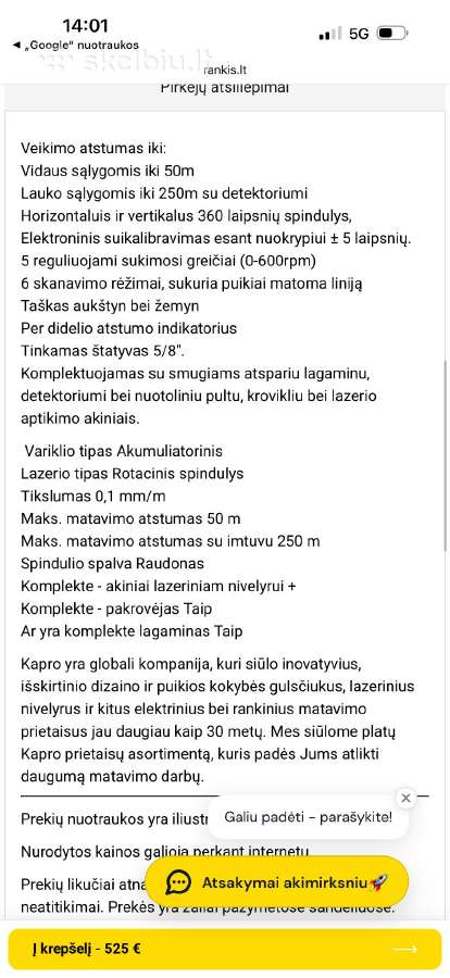 Lazerinis nivelyras Kapro Electronic Rota-line899 - nuotraukos Nr. 2