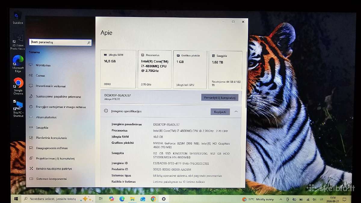 Medion Akoya i7/16gb/120ssd+1000gb/17.3 nvidia - nuotraukos Nr. 3