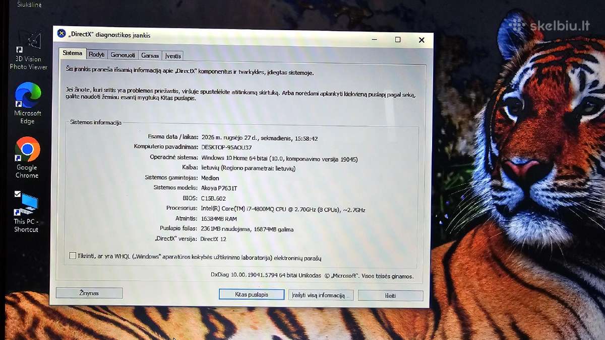 Medion Akoya i7/16gb/120ssd+1000gb/17.3 nvidia - nuotraukos Nr. 5