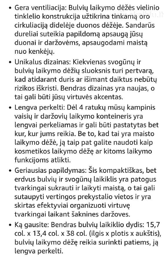 Daržovių dėžė, lentyna su ratukais - nuotraukos Nr. 5
