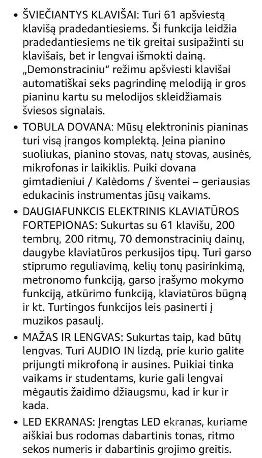 Glary 61 klavišo elektroninis pianinas - nuotraukos Nr. 4