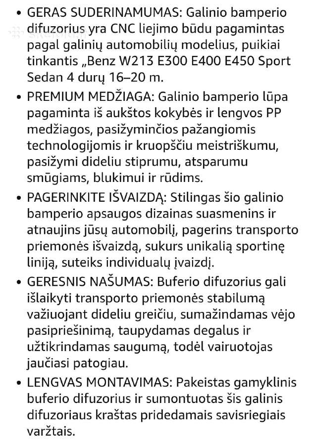 Mercedes-benz galinio buferio difuzoriaus spoileri - nuotraukos Nr. 5