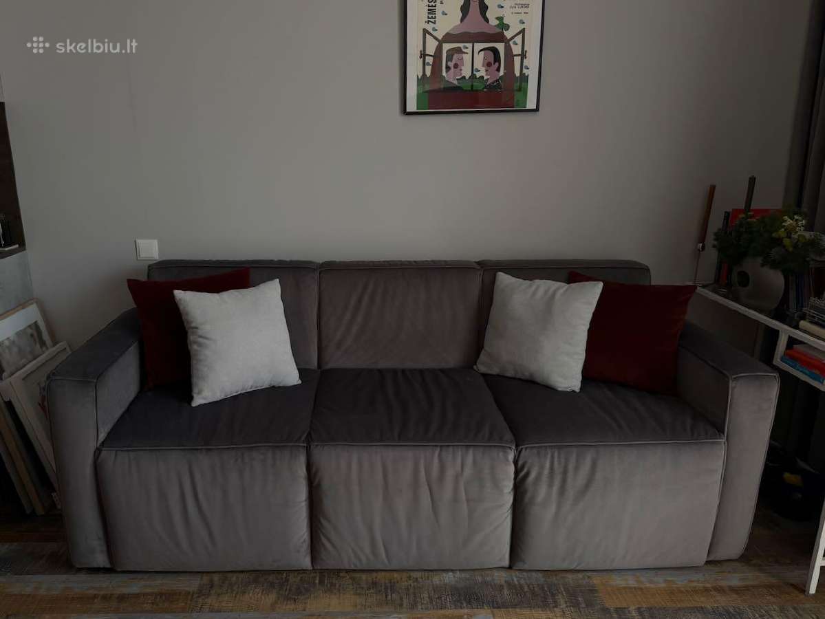 Mažai naudota pilka trivietė sofa - nuotraukos Nr. 4
