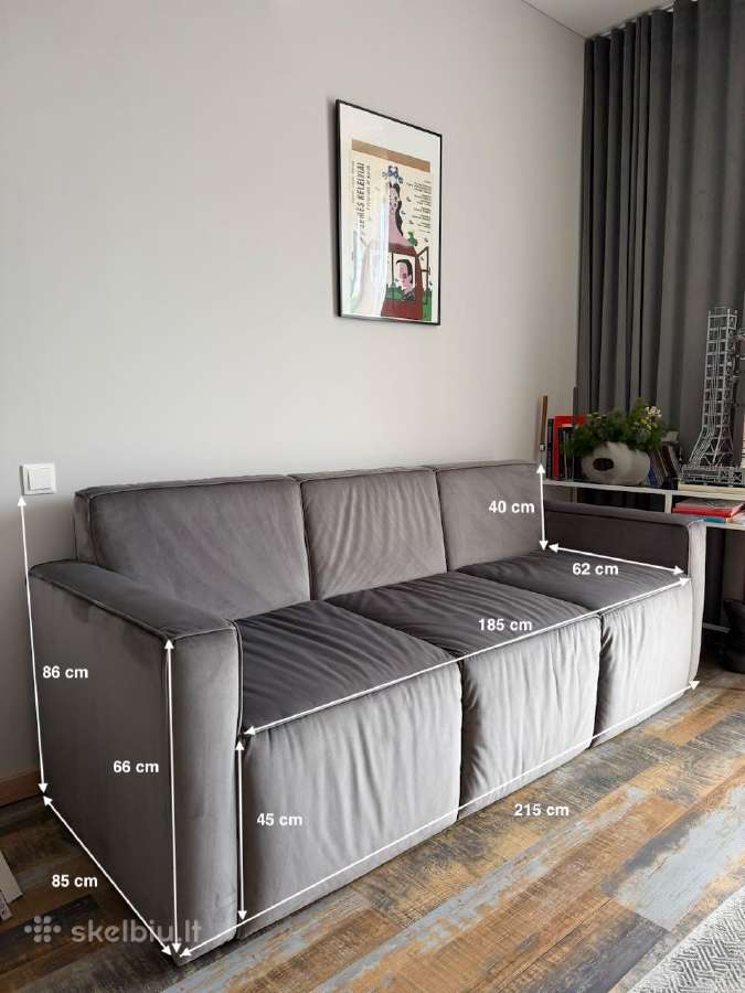 Mažai naudota pilka trivietė sofa - nuotraukos Nr. 9