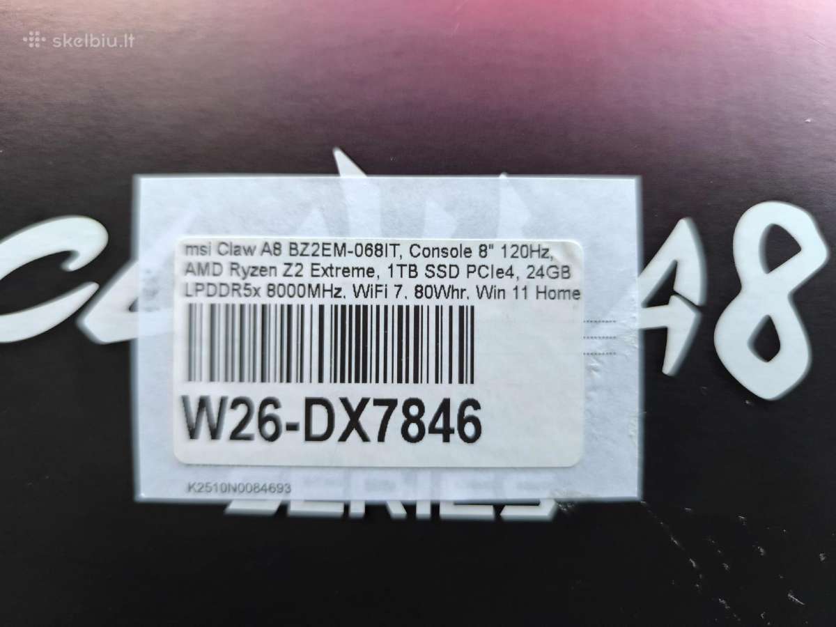 Msi Claw A8 Bz2em Ryzen Z2 Extreme, 24gb, 1tb - nuotraukos Nr. 2