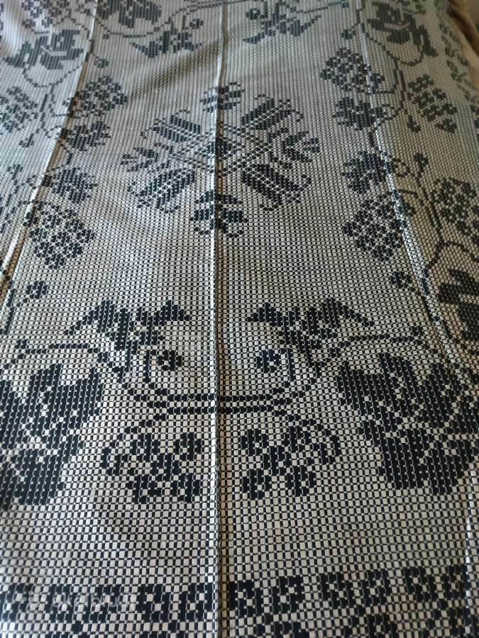 Senovinė rankų darbo nenaudota lovatiesė su šilku - nuotraukos Nr. 6