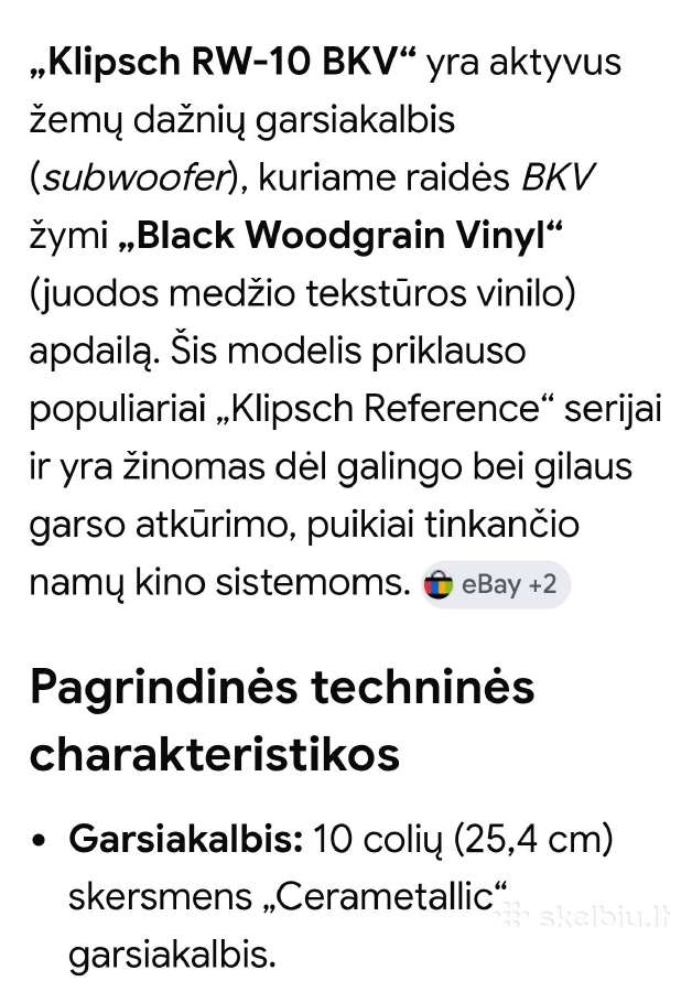 Klipsch Sw-10 žemų dažnių kolonėlė - nuotraukos Nr. 4