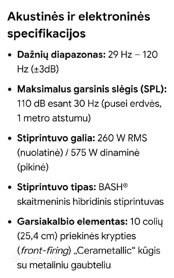 Klipsch Sw-10 žemų dažnių kolonėlė - nuotraukos Nr. 6