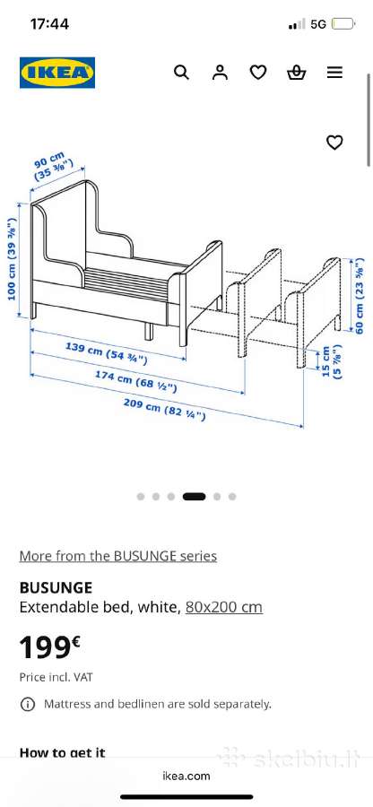 Ikea Busunge vaikiška lovelė lovytė lova - nuotraukos Nr. 5