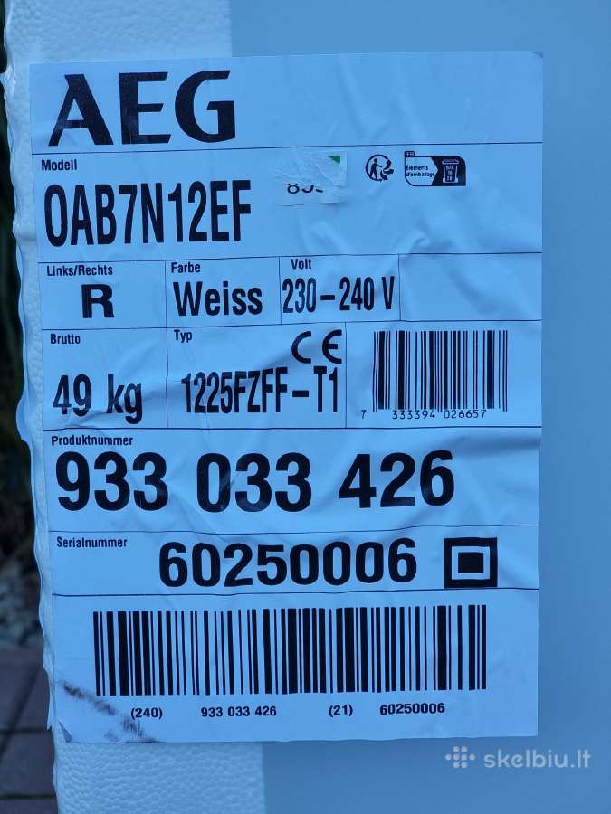 Naujas Aeg Oab7n12fe , 122 cm, aukščio+ garantija - nuotraukos Nr. 7