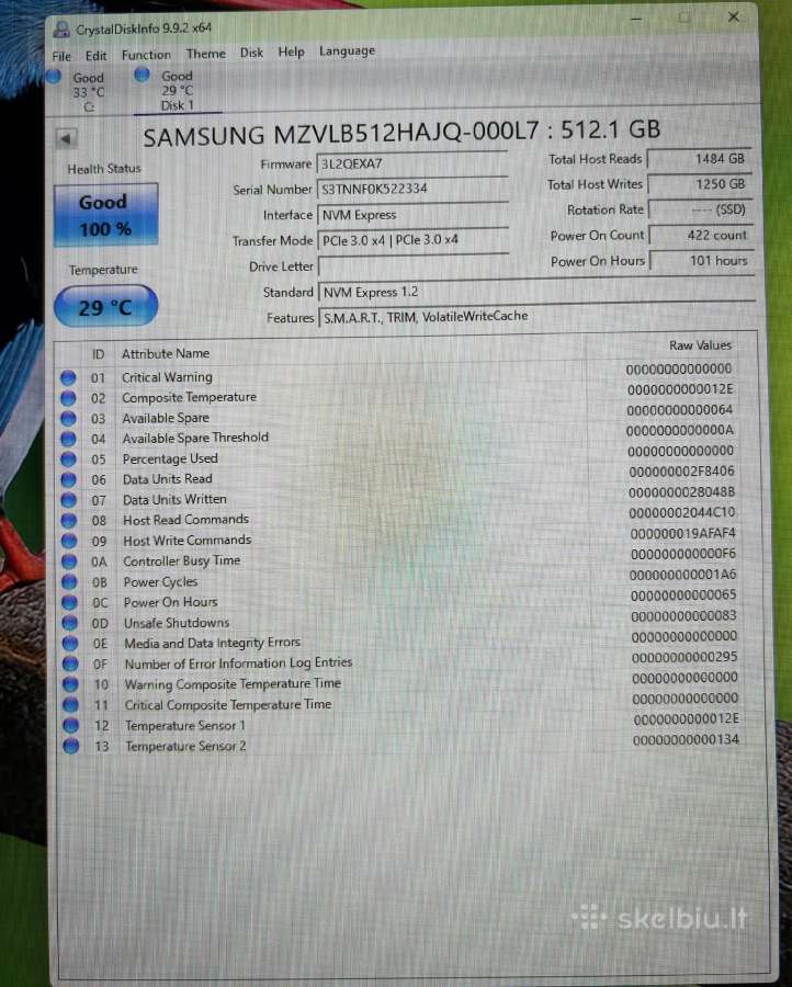 512gb Nvme SSD 3vnt (su defektu) - nuotraukos Nr. 4