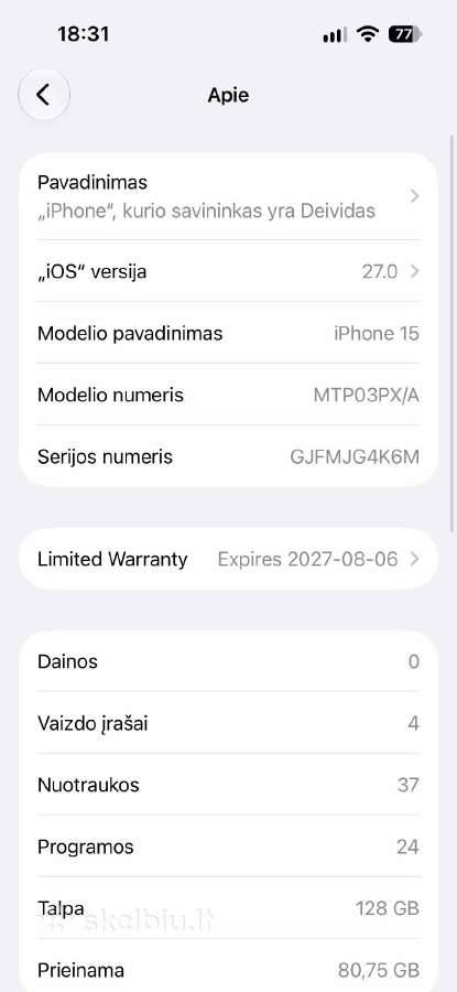 iPhone 15 128gb - nuotraukos Nr. 4