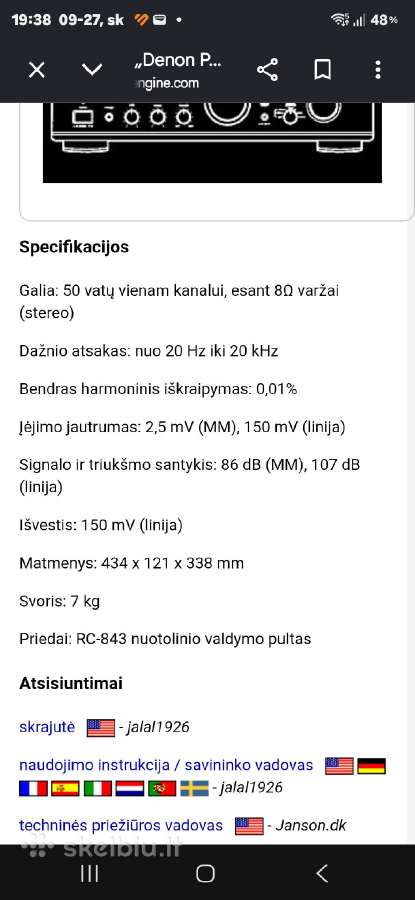 Denon komplektas. - nuotraukos Nr. 4