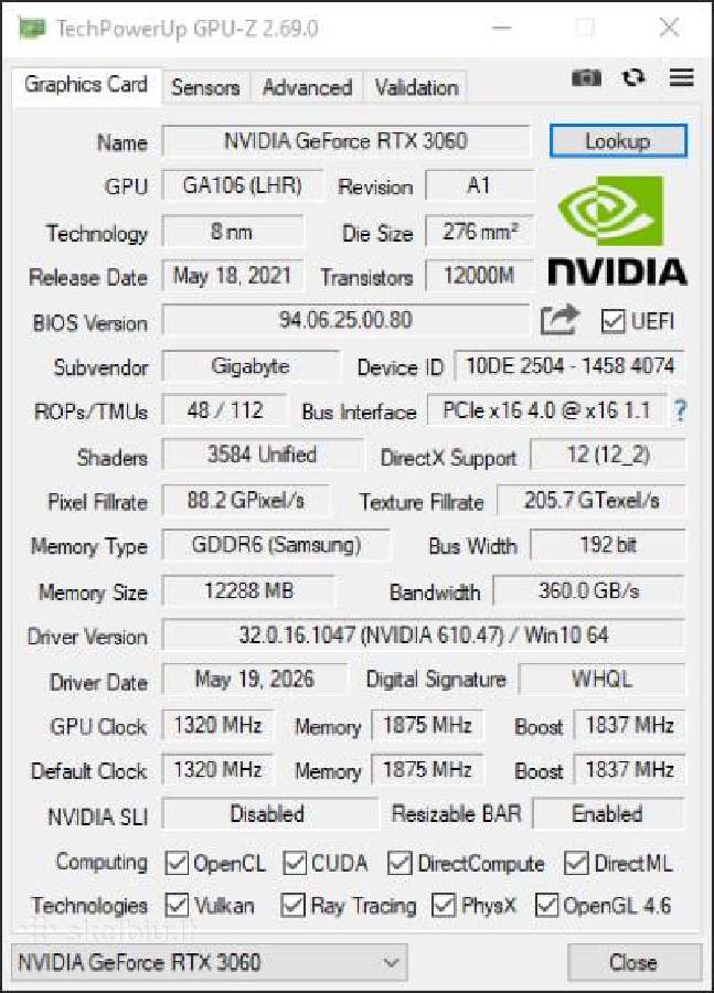 Gigabyte Geforce Rtx 3060 Gaming Oc 12gb Rev.2.0 - nuotraukos Nr. 13