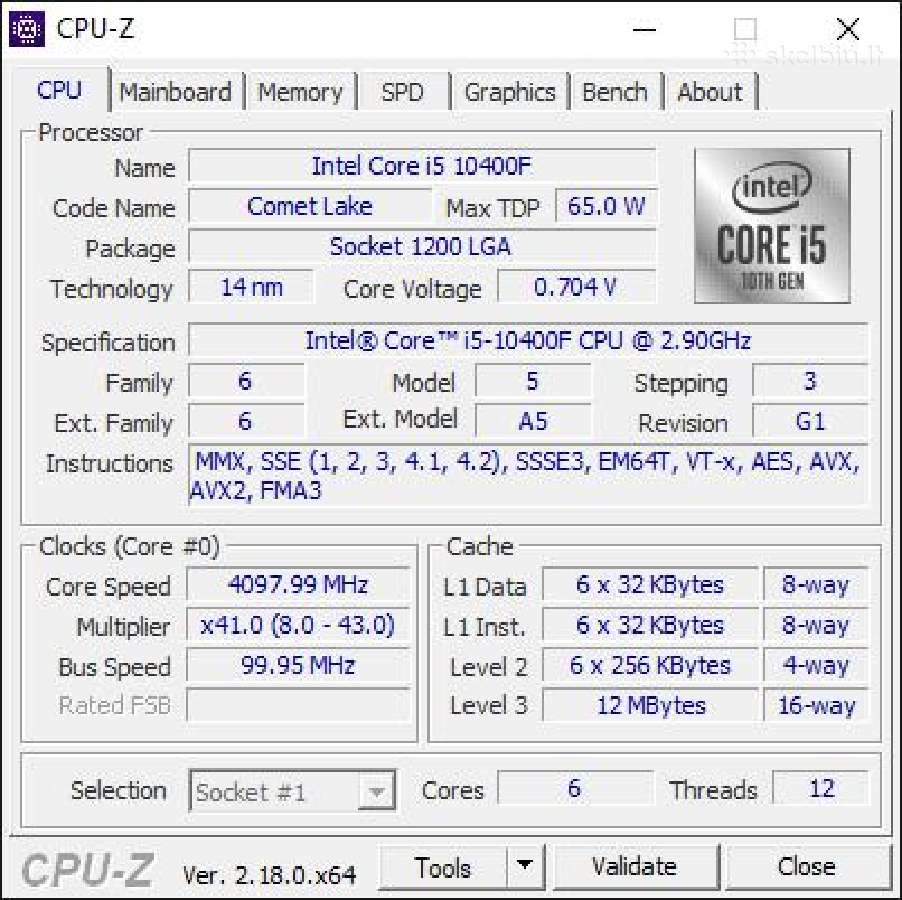 Intel Core i5-10400f Lga1200 6c/12t 4.3 GHz +Fan - nuotraukos Nr. 4