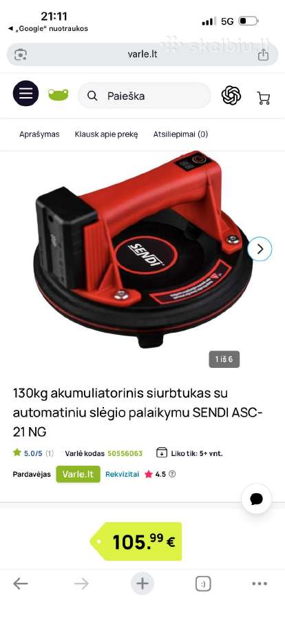 Sendi Asc-21 NG plyteliu siurbtukas - nuotraukos Nr. 3