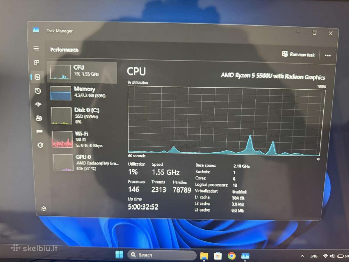 Lenovo Ideapad Flex 5 Ryzen 5 5500u 512gb - nuotraukos Nr. 8
