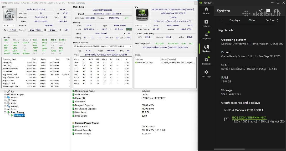 Lenovo Legion 5, i7, 16gb RAM, Gtx 1660ti - nuotraukos Nr. 6