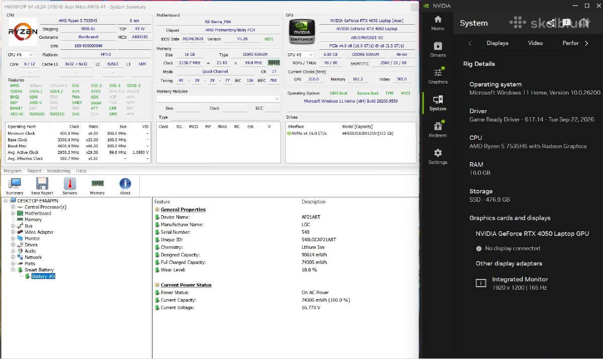 Acer Nitro 16 R5, Rtx 4050, 16gb Ddr5 - nuotraukos Nr. 7
