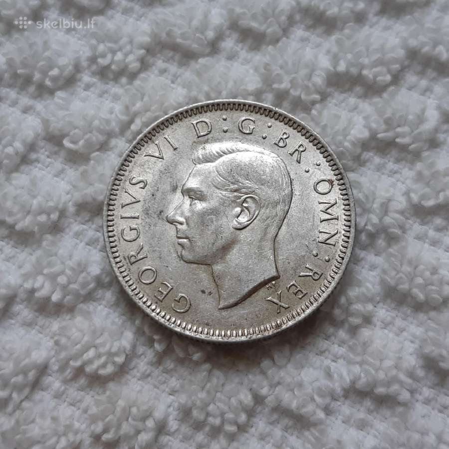 Didžioji Britanija 1 šilingas sidabras 1945 - nuotraukos Nr. 2