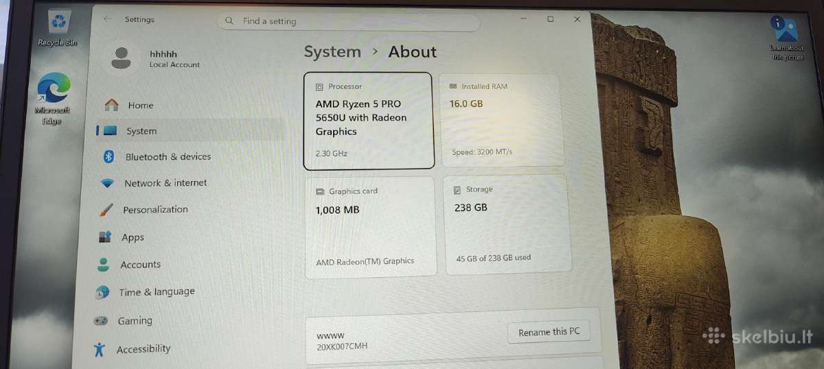 Lenovo T14 gen2 ryzen 5pro,16 GB/256 SSD - nuotraukos Nr. 6