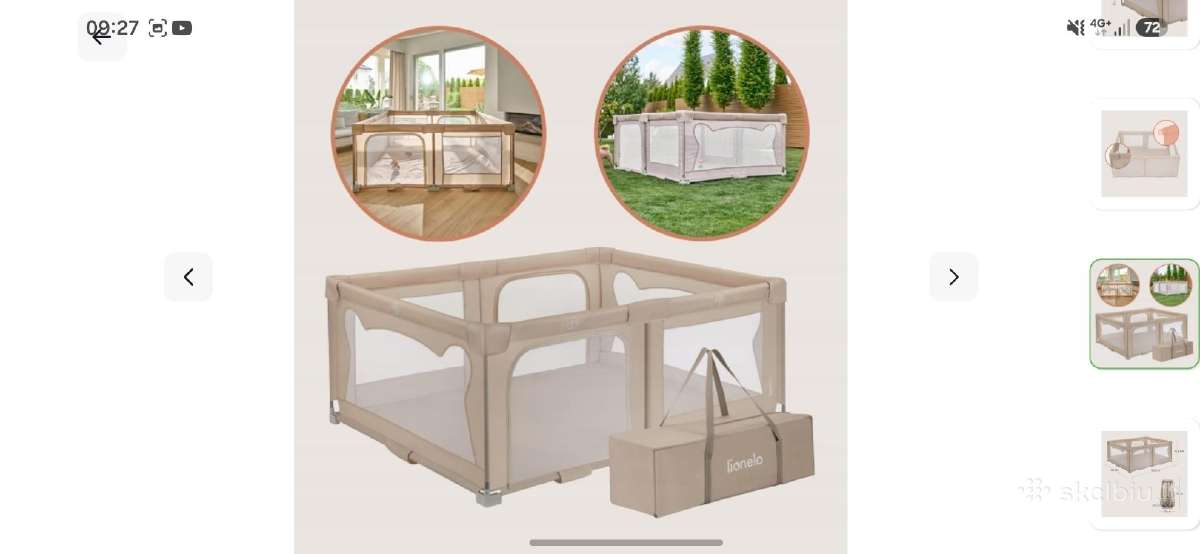 Maniežas Lionelo Florence Easy Fold 185 x 151 cm - nuotraukos Nr. 6