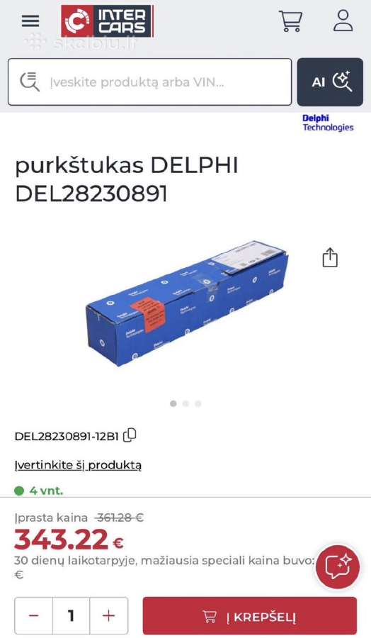 Purkštukai Delphi 28230891-12b1 - nuotraukos Nr. 6