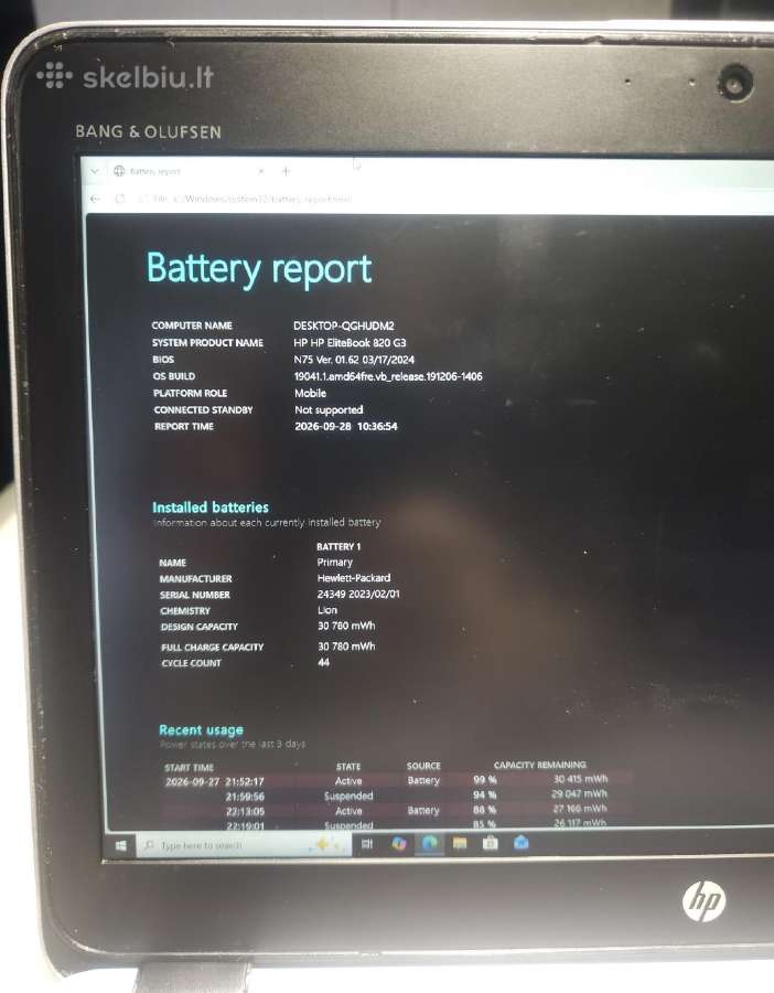 Hp Elitebook 820 G3 16gb RAM 512gb SSD Docking - nuotraukos Nr. 4