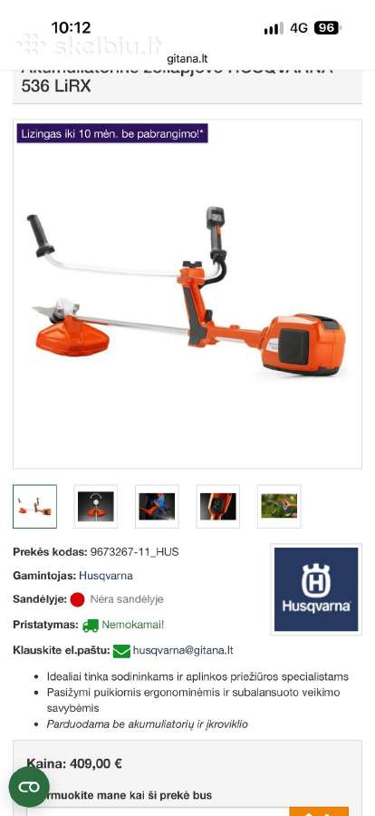 Husqvarna 536lirx akumuliatorinis trimeris - nuotraukos Nr. 10