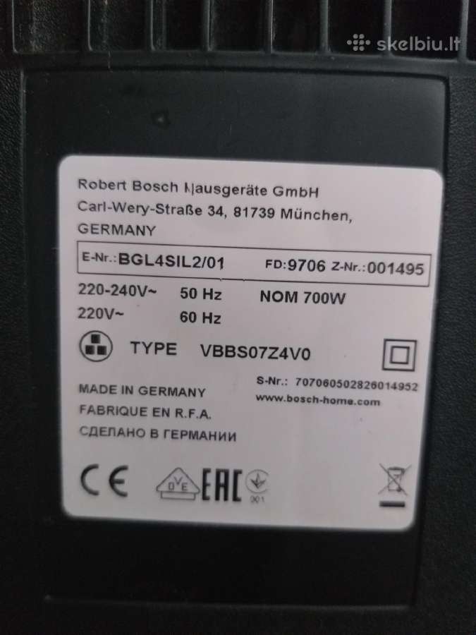 Dulkių siurblys Bosch Bgl4sil2/01 - nuotraukos Nr. 4