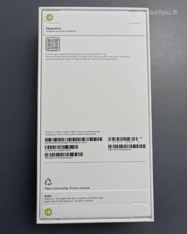 Naujas neišpakuotas iPhone 18 pro 256gb - nuotraukos Nr. 2