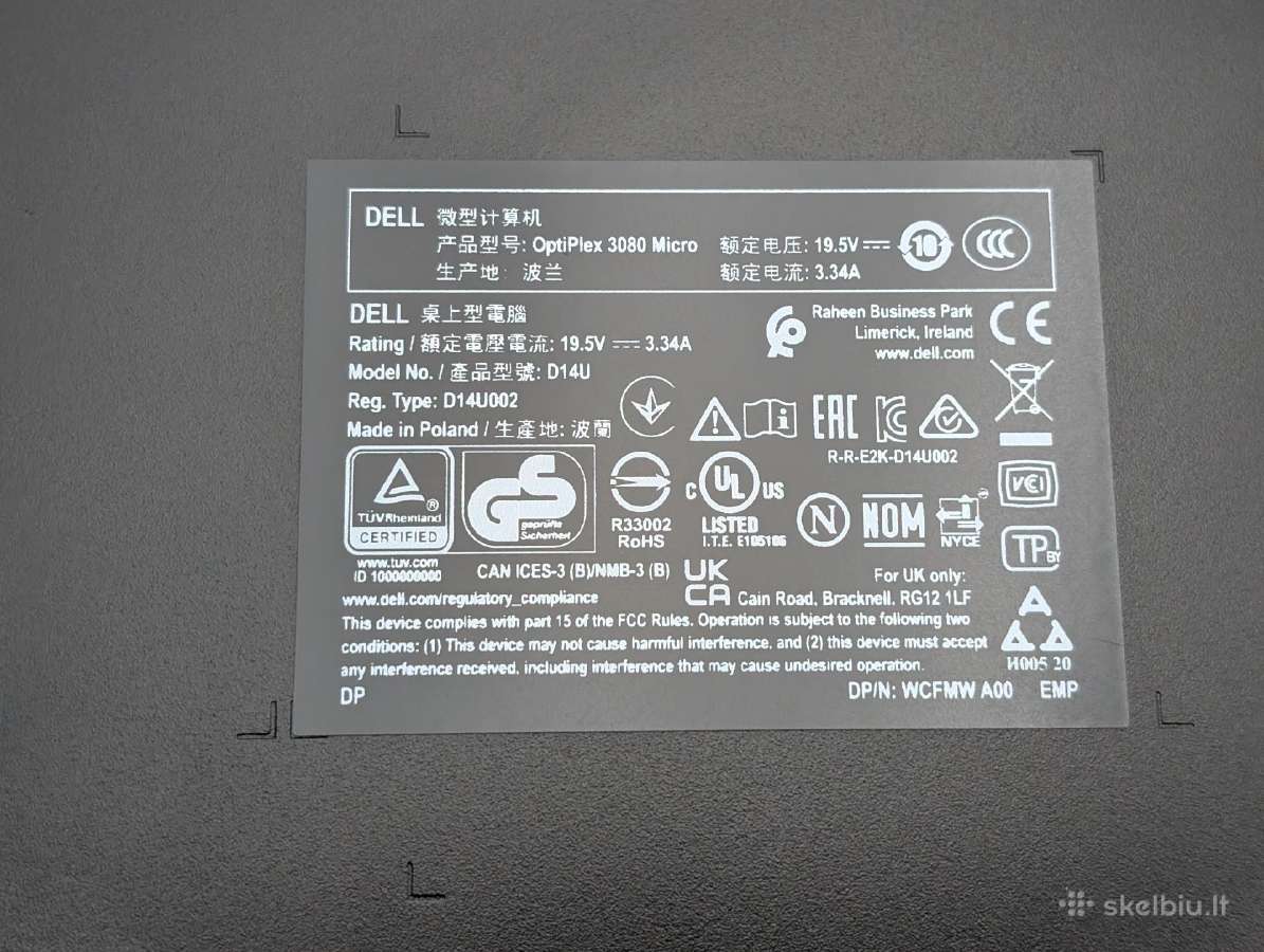 Dell Optiplex 3080 Micro i5-10500t/16g/256gb Tiny - nuotraukos Nr. 6