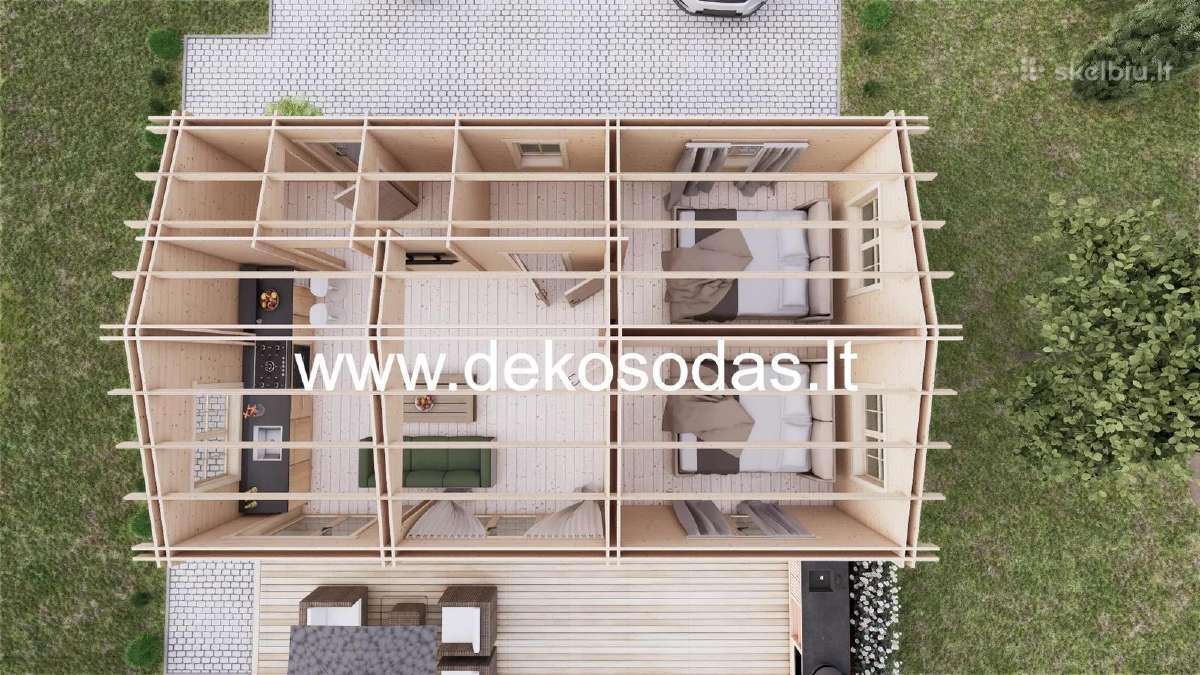 Medinis sodo namelis „šilas“ 10x5,95 m, 44 mm - nuotraukos Nr. 3