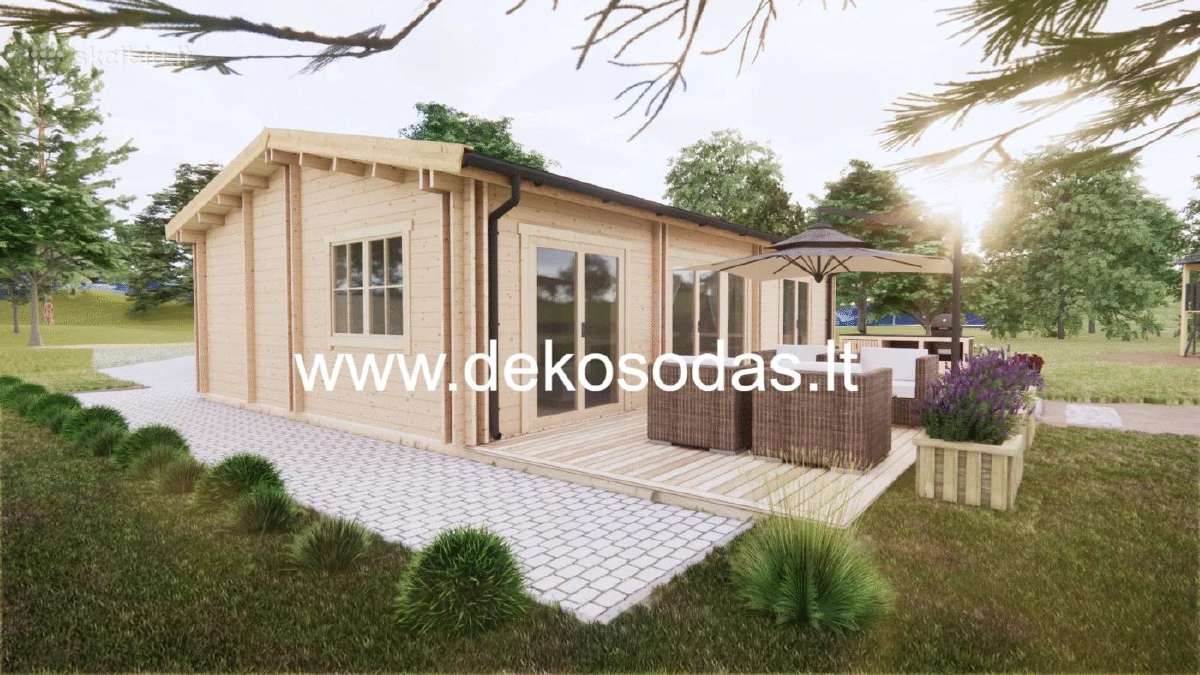 Medinis sodo namelis „šilas“ 10x5,95 m, 44 mm - nuotraukos Nr. 2