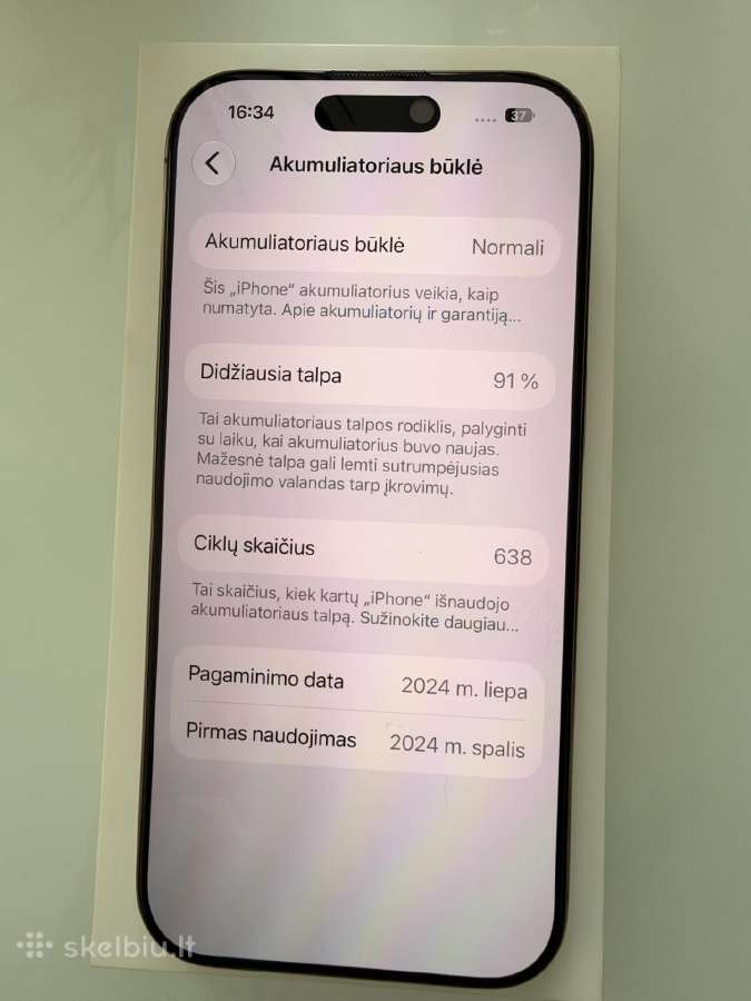 Parduodamas idealios būklės iPhone 16 Pro 256 GB - nuotraukos Nr. 6